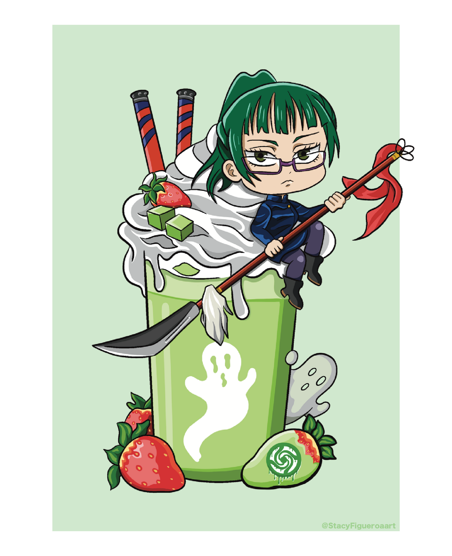 Maki Matcha Drink Art Print