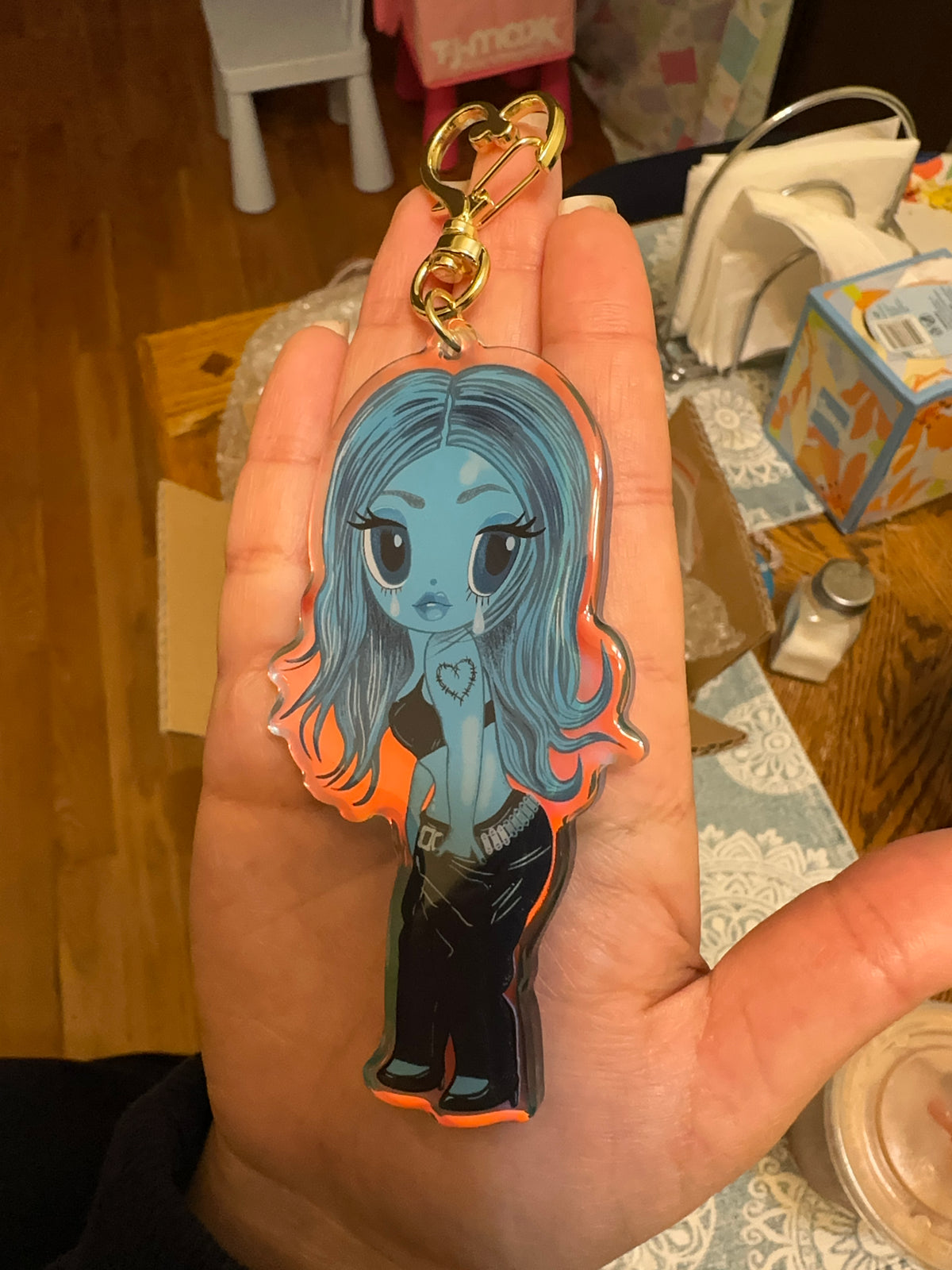 Blue Karol Colombian Singer Epoxy Keychain