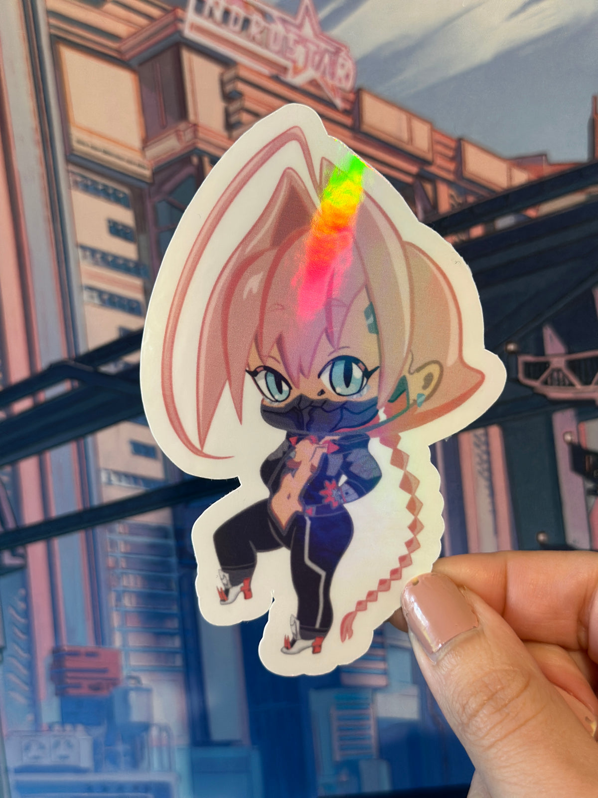 PINK CYBERPUNK GIRL 4IN STICKER