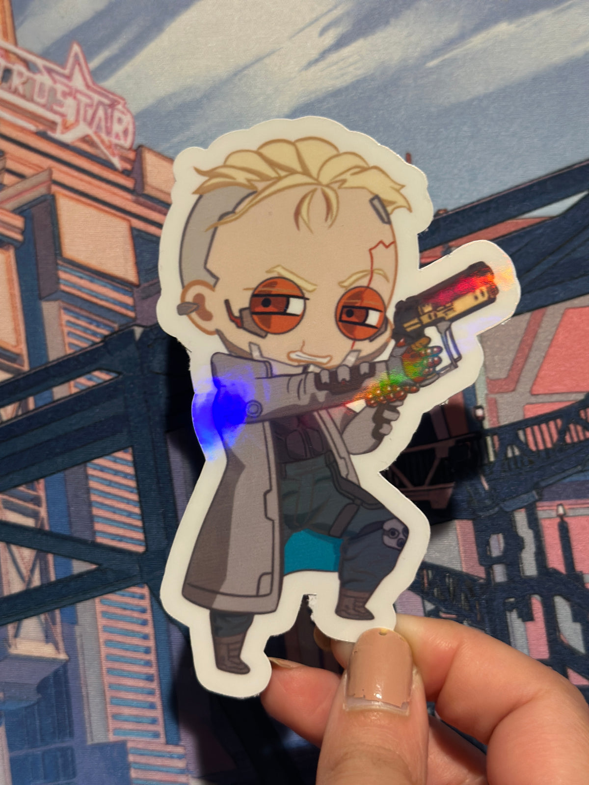 Blonde Cyberpunk Man 4 in Sticker