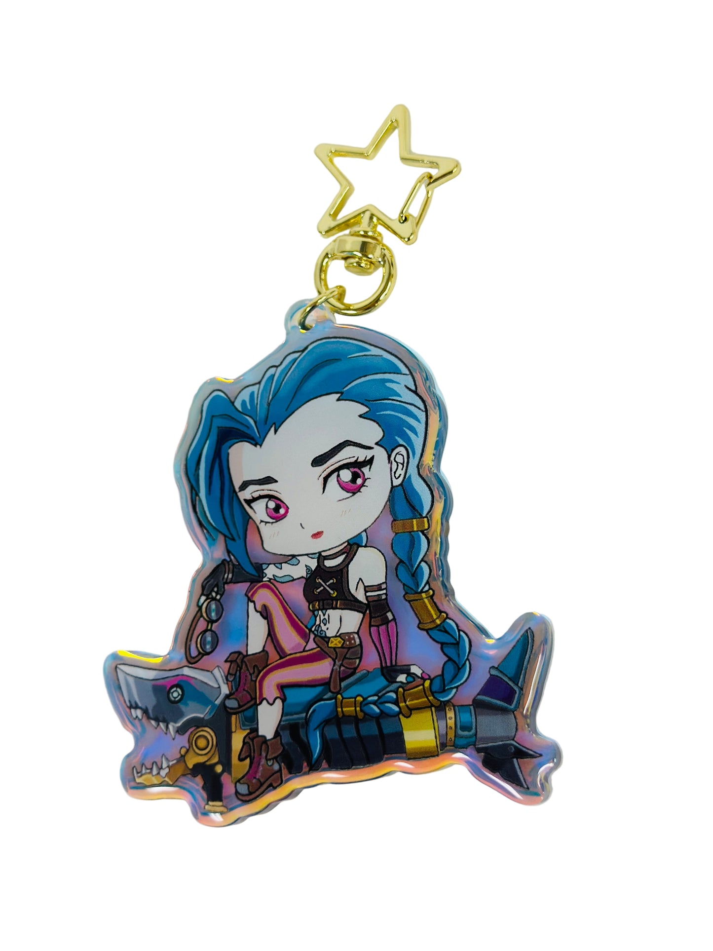 Jinx- Arcane- Keychain Epoxy acrylic keychains / Rainbow finish