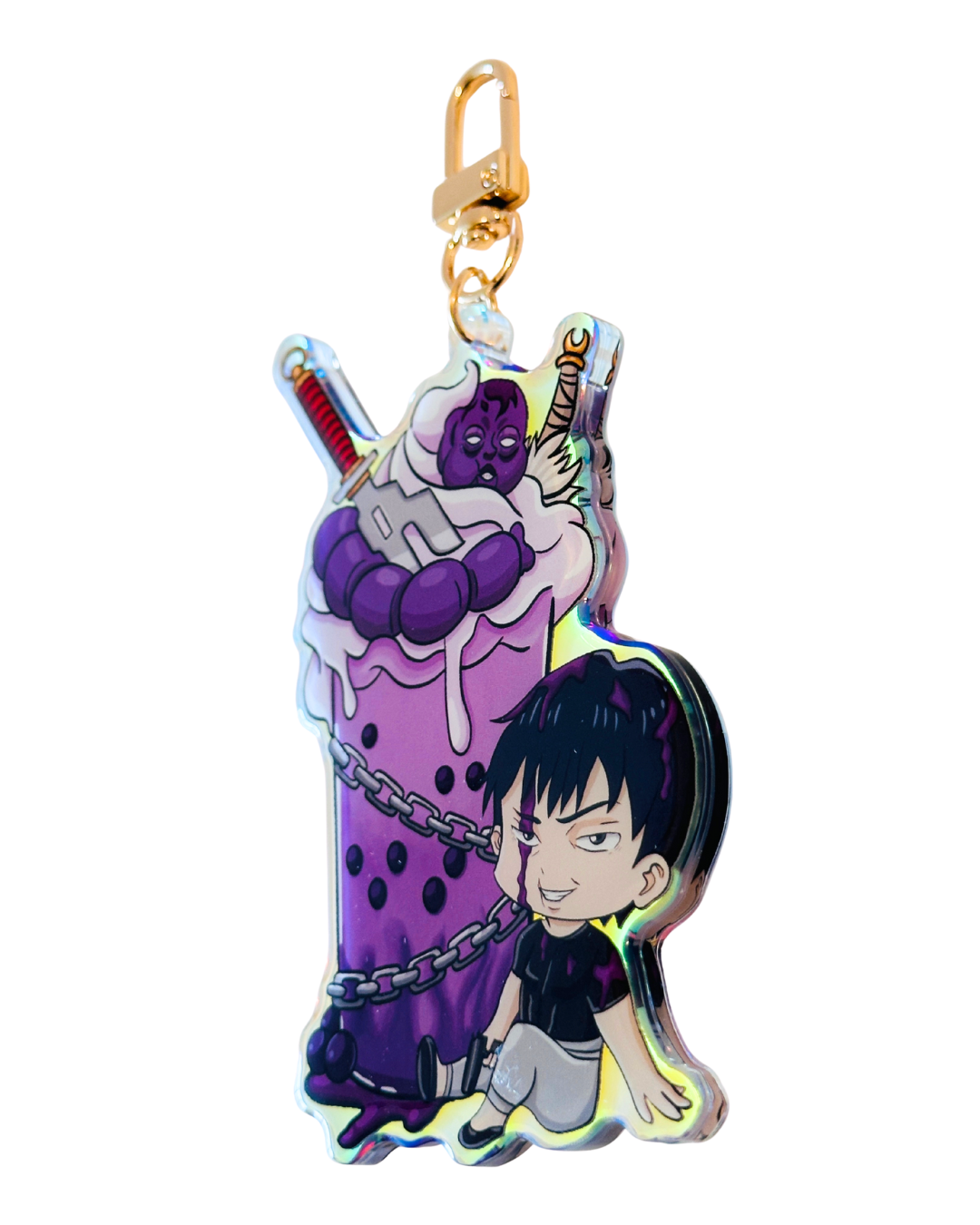 Toji Jujutsu Kaisen Holiday Drink -Epoxy Holographic Acrylic Keychains