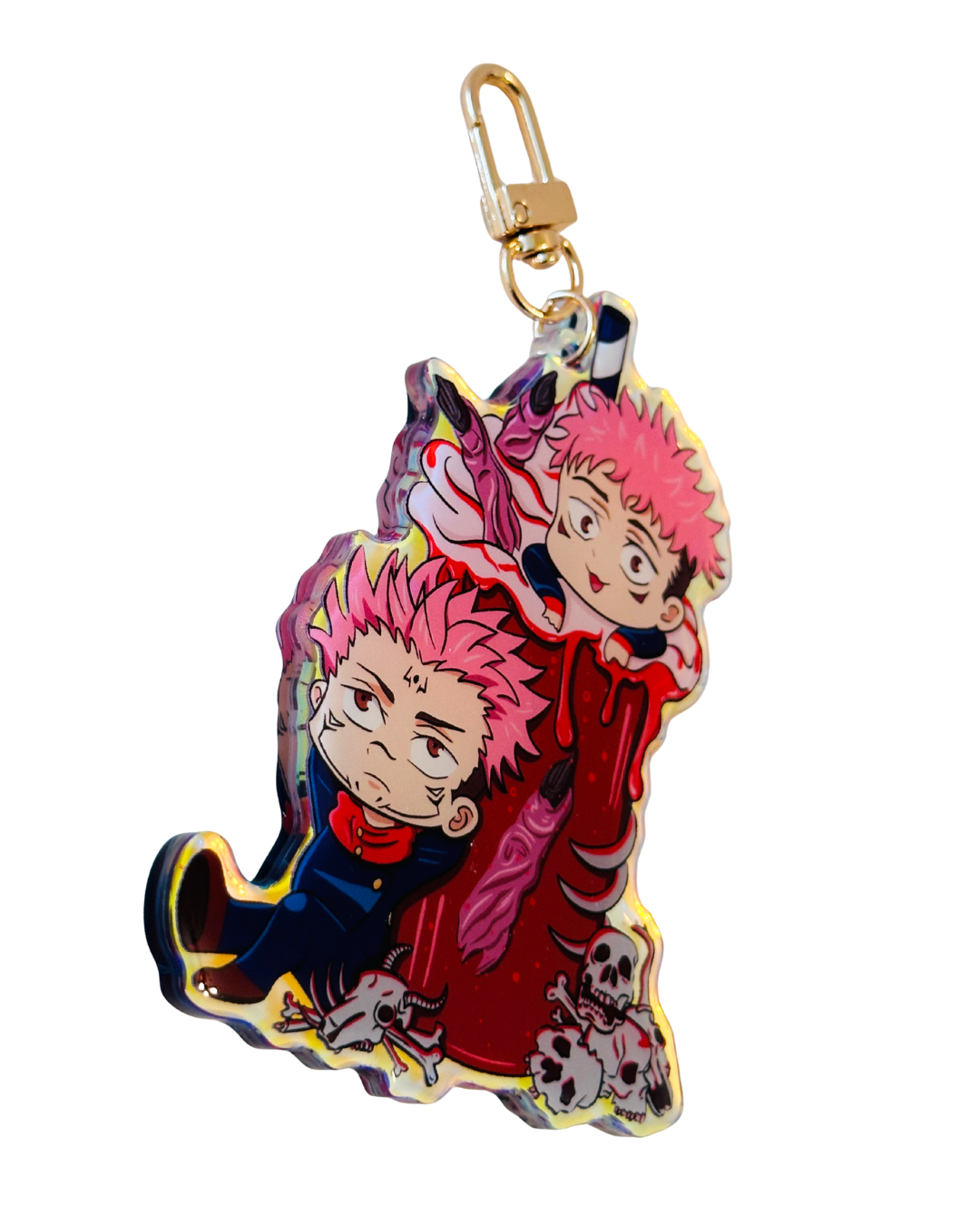 Yuji X SukunaJujutsu Kaisen Holiday Drink -Epoxy Holographic Acrylic Keychains