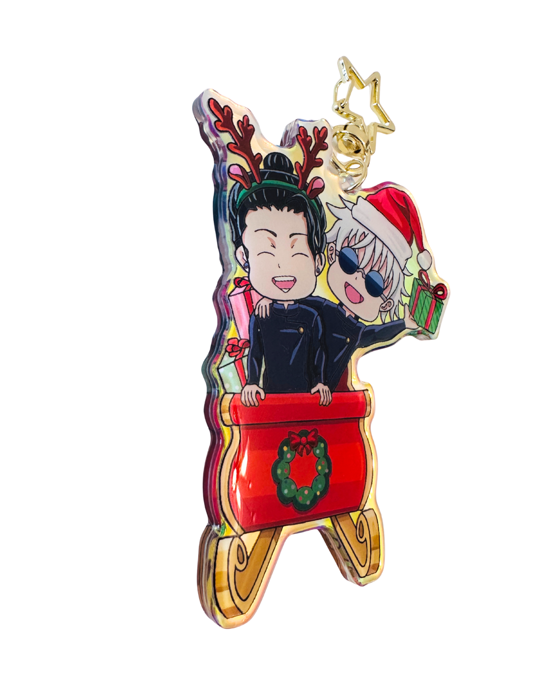 Geto Suguru X Gojo Saturo Christmas- Jujutsu Kaisen- Epoxy Holographic Acrylic Keychain