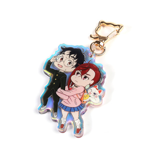 Okarun Momo Ayase- Dandandan- Keychain Epoxy acrylic keychains / Rainbow finish