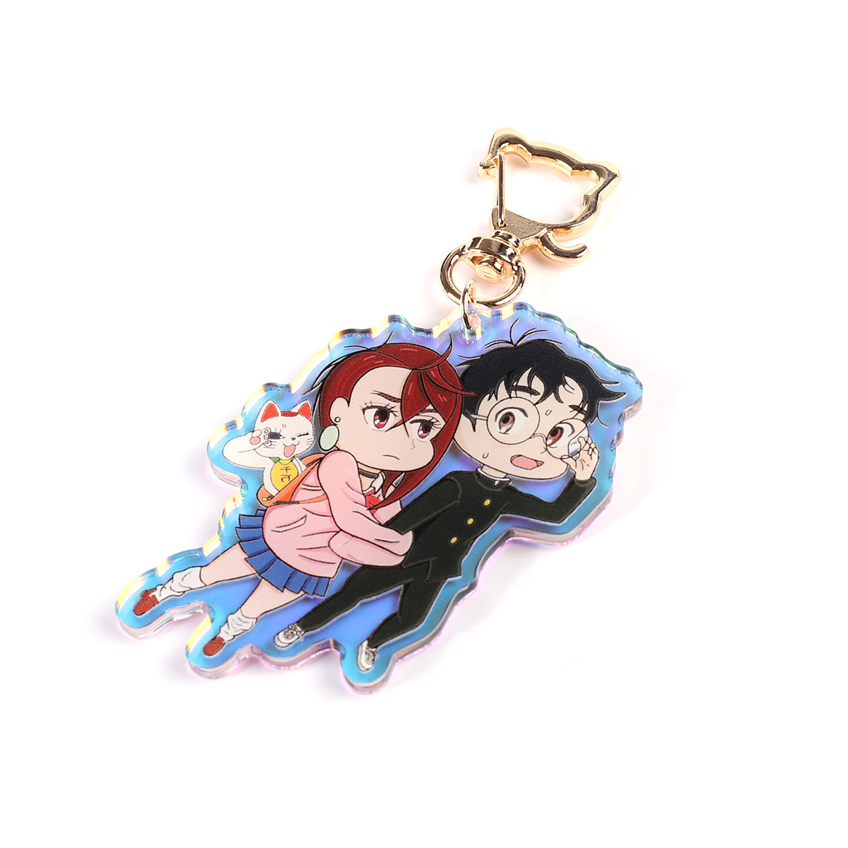 Okarun Momo Ayase- Dandandan- Keychain Epoxy acrylic keychains / Rainbow finish