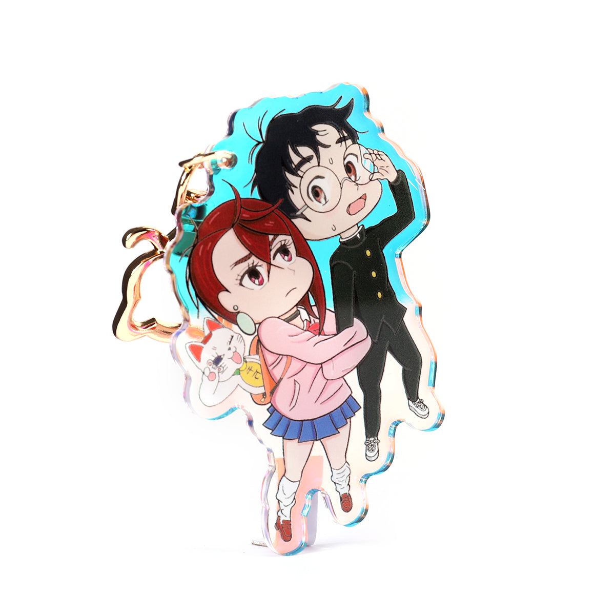 Okarun Momo Ayase- Dandandan- Keychain Epoxy acrylic keychains / Rainbow finish