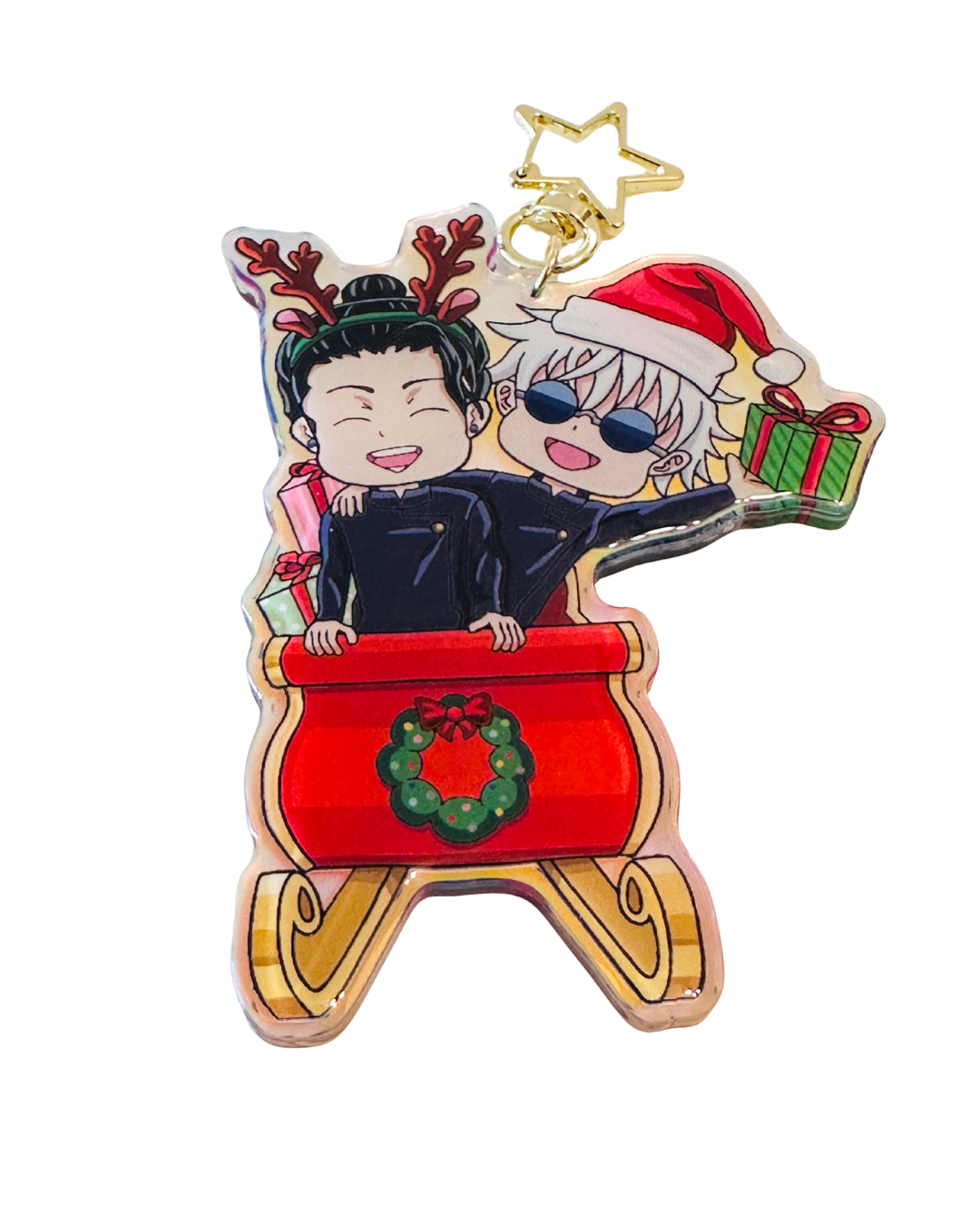 Geto Suguru X Gojo Saturo Christmas- Jujutsu Kaisen- Epoxy Holographic Acrylic Keychain