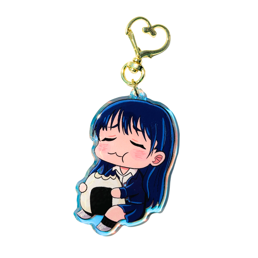 Blue Foodie Girl Onigiri Epoxy Rainbow Acrylic Keychain