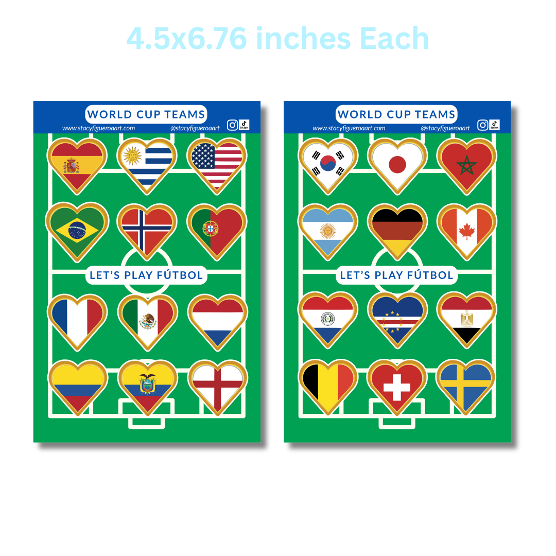 2026 Soccer Teams Sticker Sheets