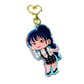 Blue Hair Ponytail Girl Epoxy Rainbow Acrylic Keychain