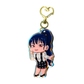 Blue Hair Ponytail Girl Epoxy Rainbow Acrylic Keychain
