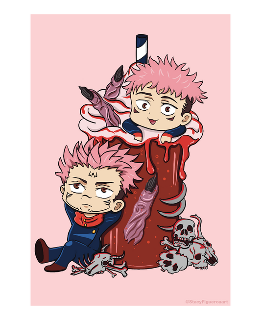 Yuji X Sukuna Dragonfruit Drink Art Print
