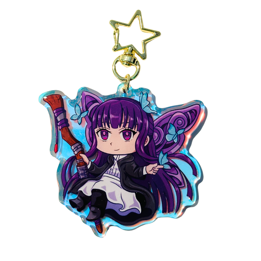 Purple Mage Butterflies Epoxy Rainbow Acrylic Keychain