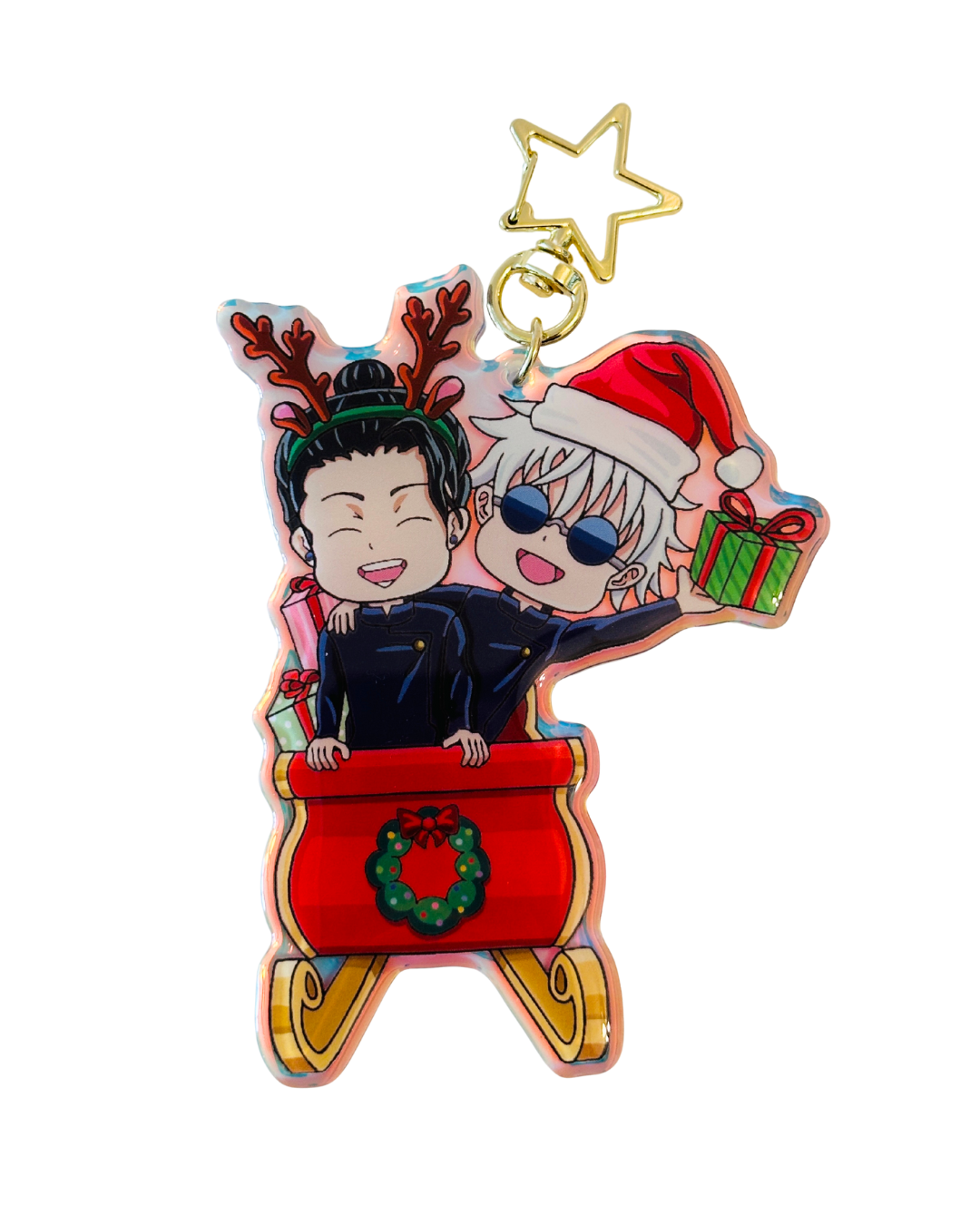 Geto Suguru X Gojo Saturo Christmas- Jujutsu Kaisen- Epoxy Holographic Acrylic Keychain