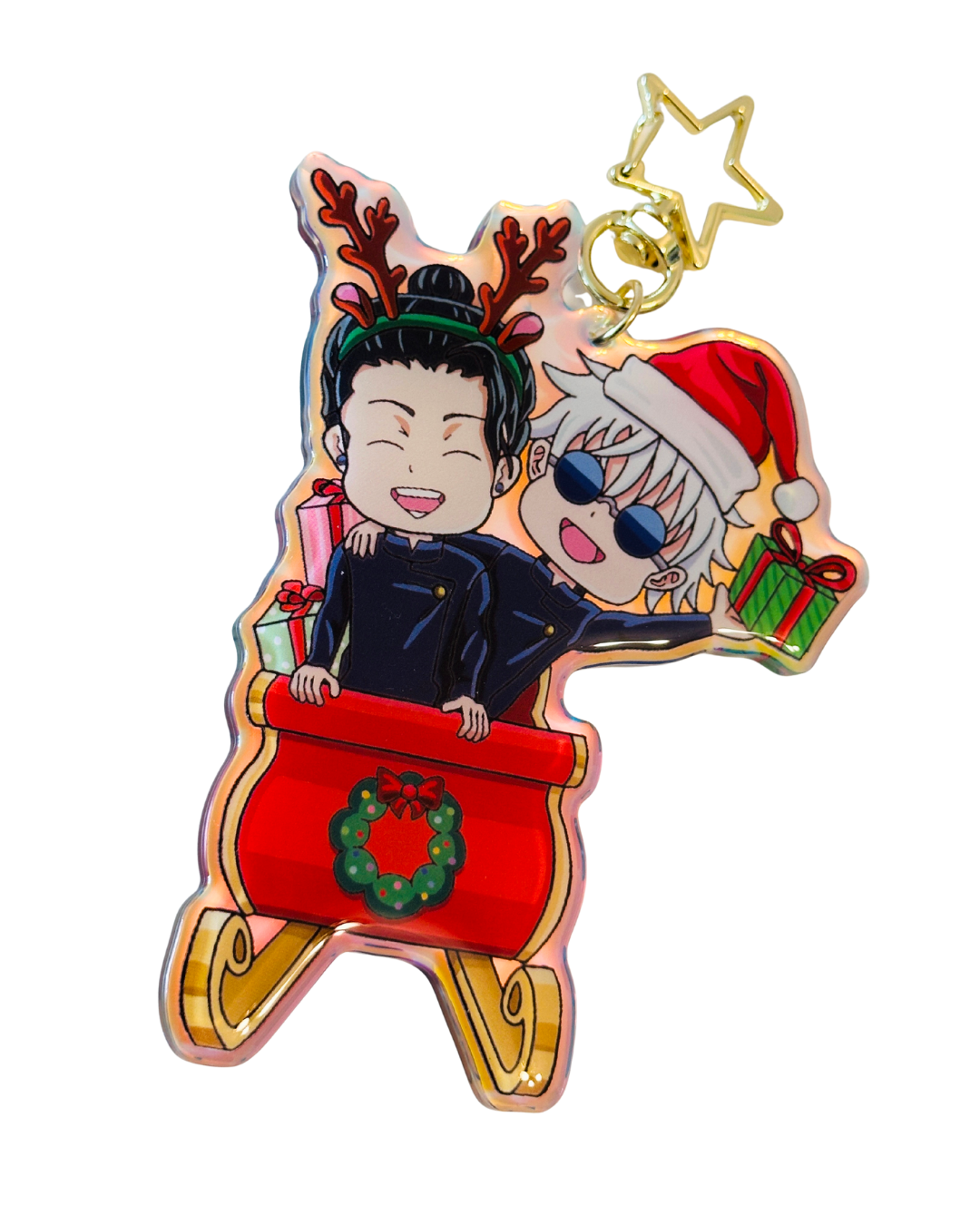 Geto Suguru X Gojo Saturo Christmas- Jujutsu Kaisen- Epoxy Holographic Acrylic Keychain