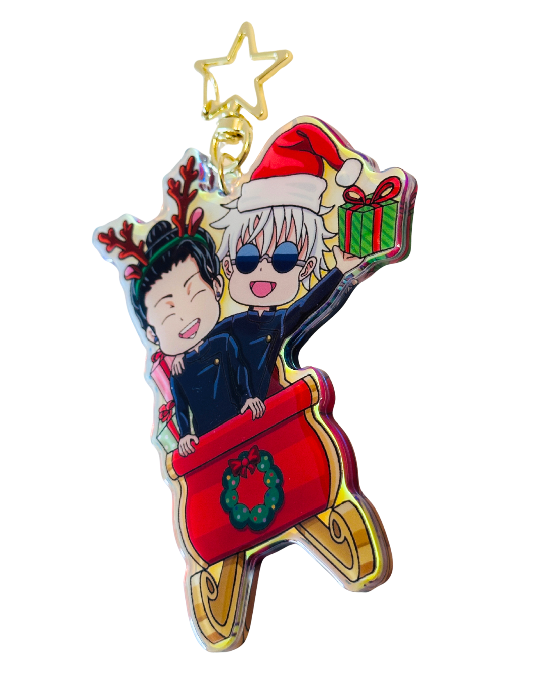 Geto Suguru X Gojo Saturo Christmas- Jujutsu Kaisen- Epoxy Holographic Acrylic Keychain