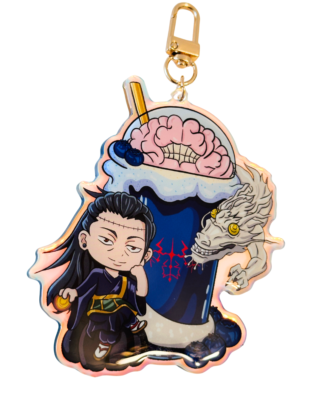Geto Jujutsu Kaisen Holiday Drink -Epoxy Holographic Acrylic Keychains