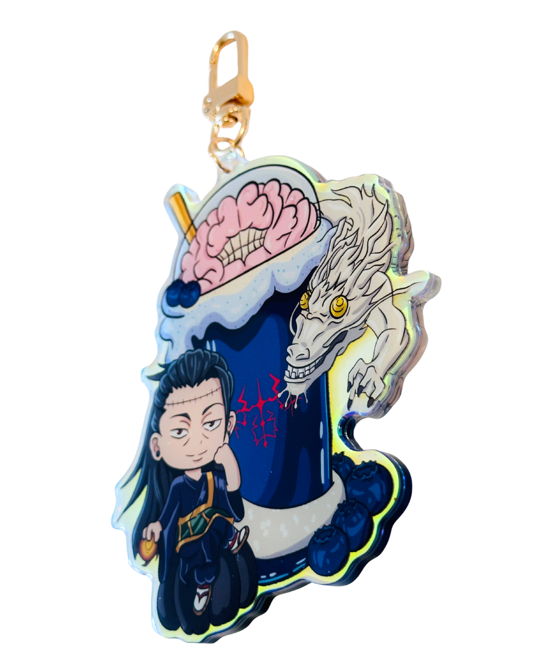 Geto Jujutsu Kaisen Holiday Drink -Epoxy Holographic Acrylic Keychains