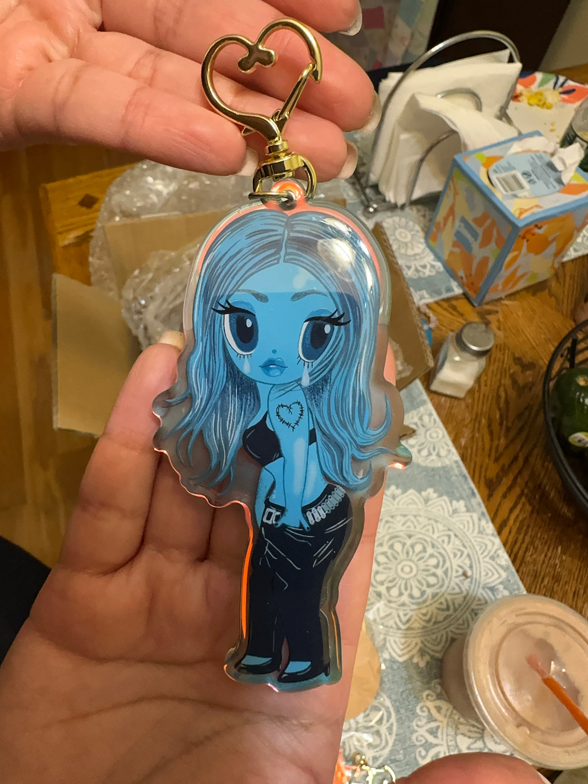 Blue Karol Colombian Singer Epoxy Keychain