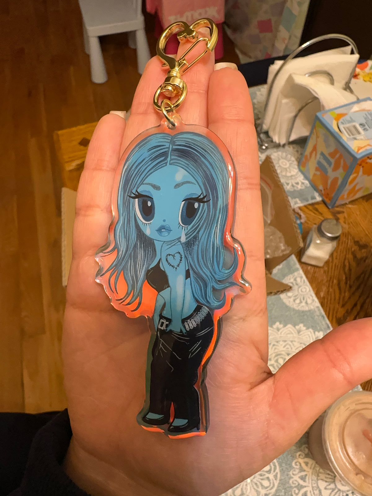 Blue Karol Colombian Singer Epoxy Keychain