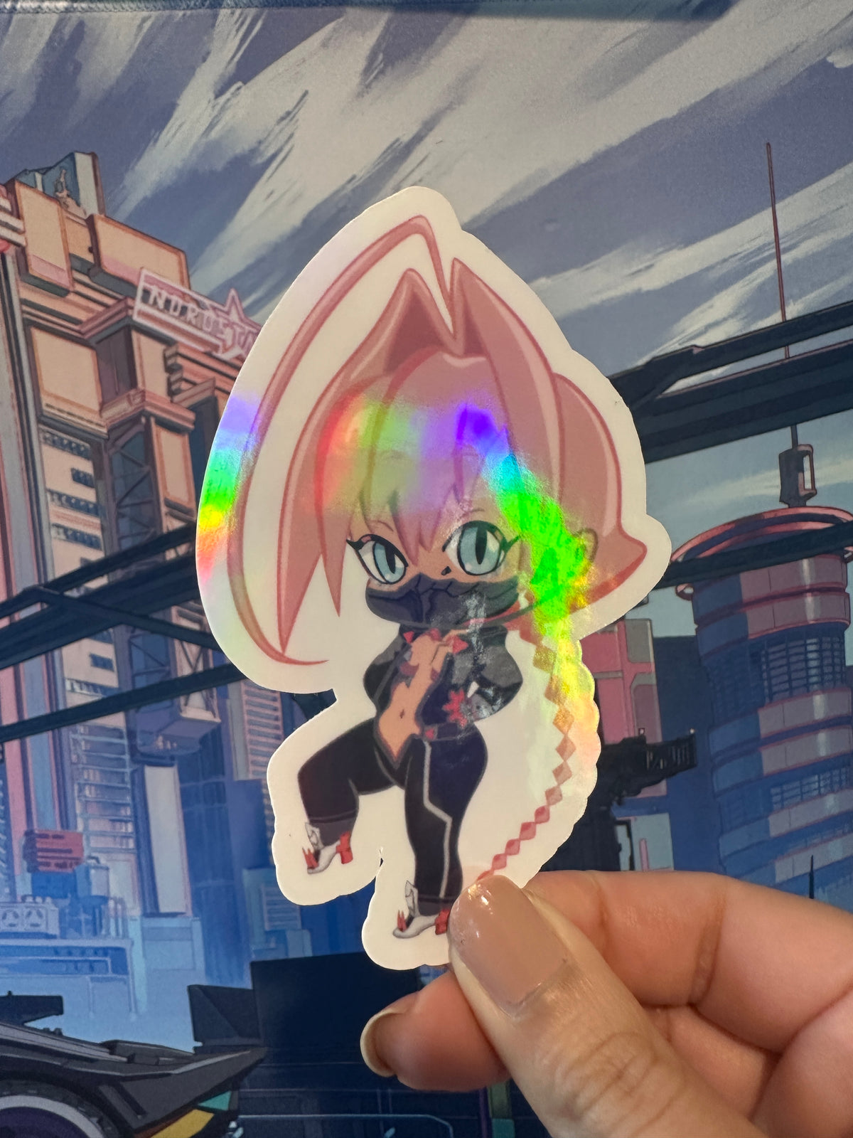 PINK CYBERPUNK GIRL 4IN STICKER