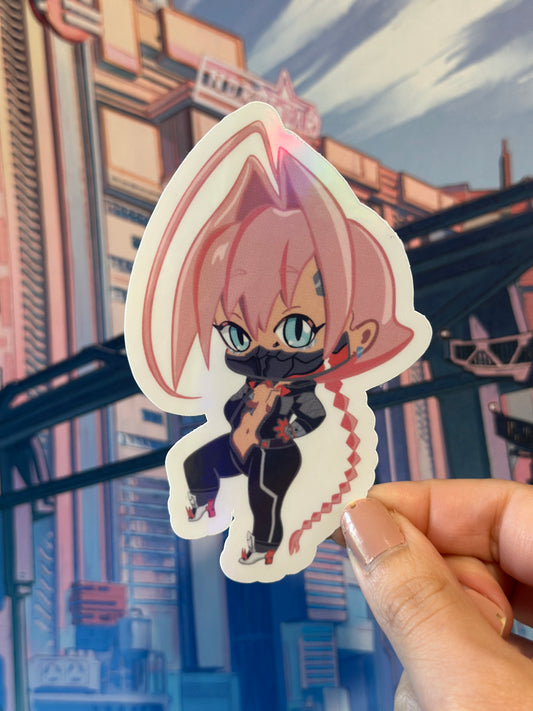PINK CYBERPUNK GIRL 4IN STICKER