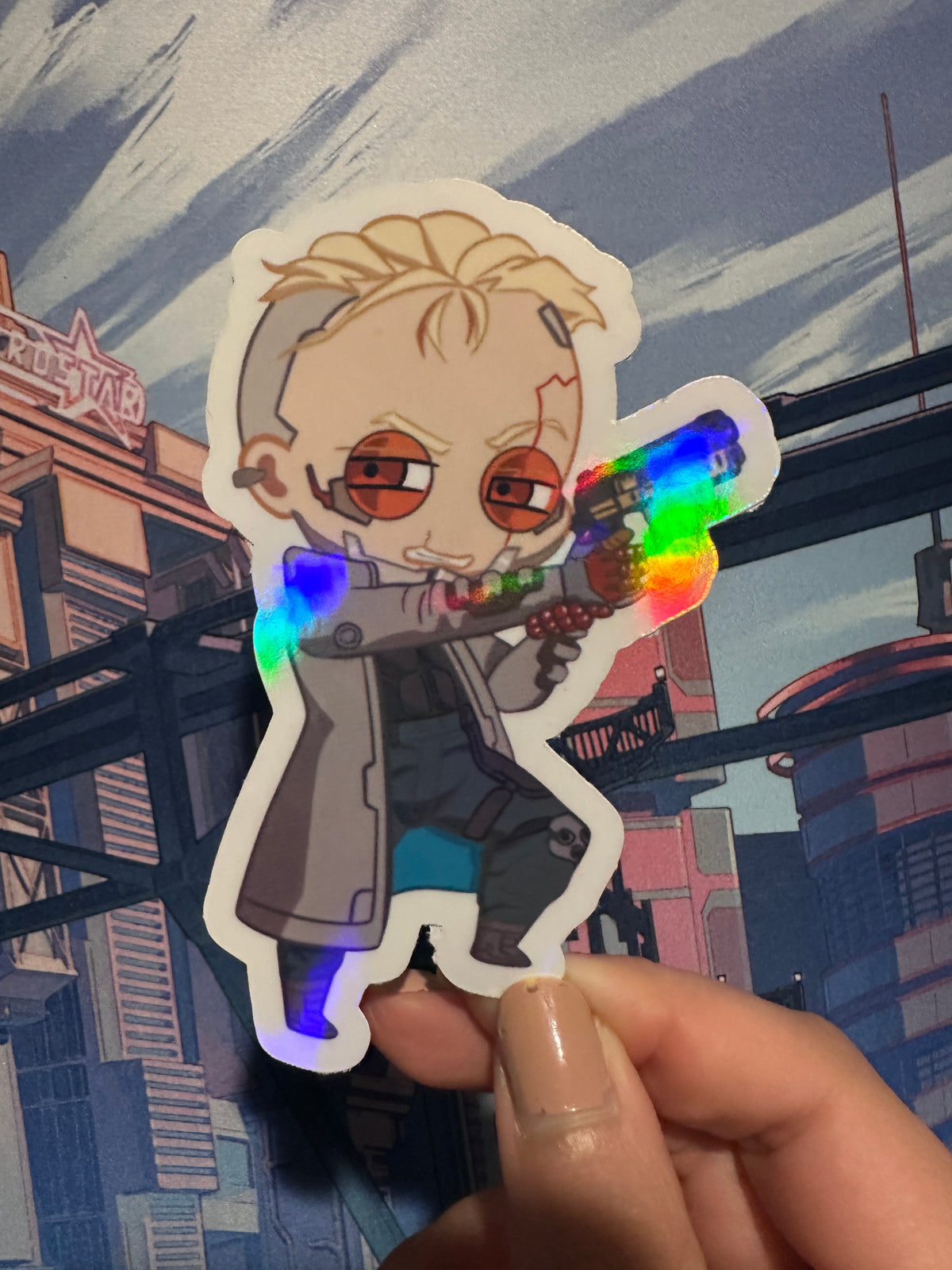 Blonde Cyberpunk Man 4 in Sticker