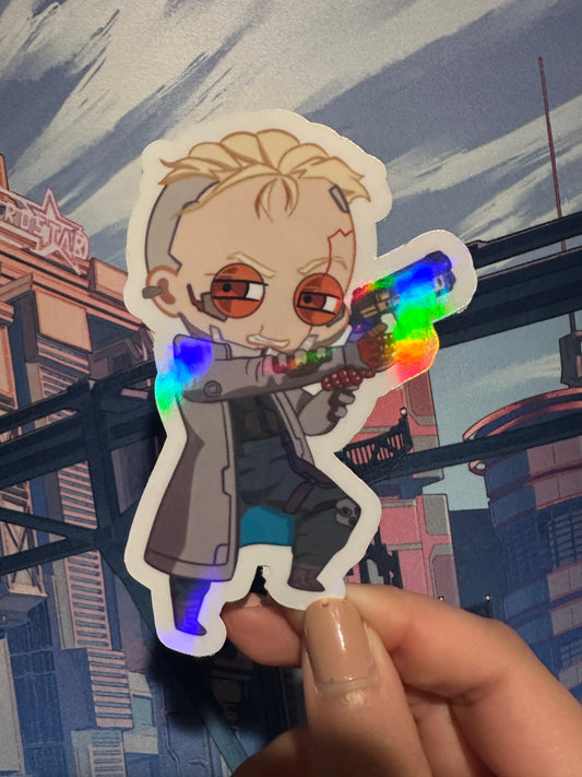 Blonde Cyberpunk Man 4 in Sticker