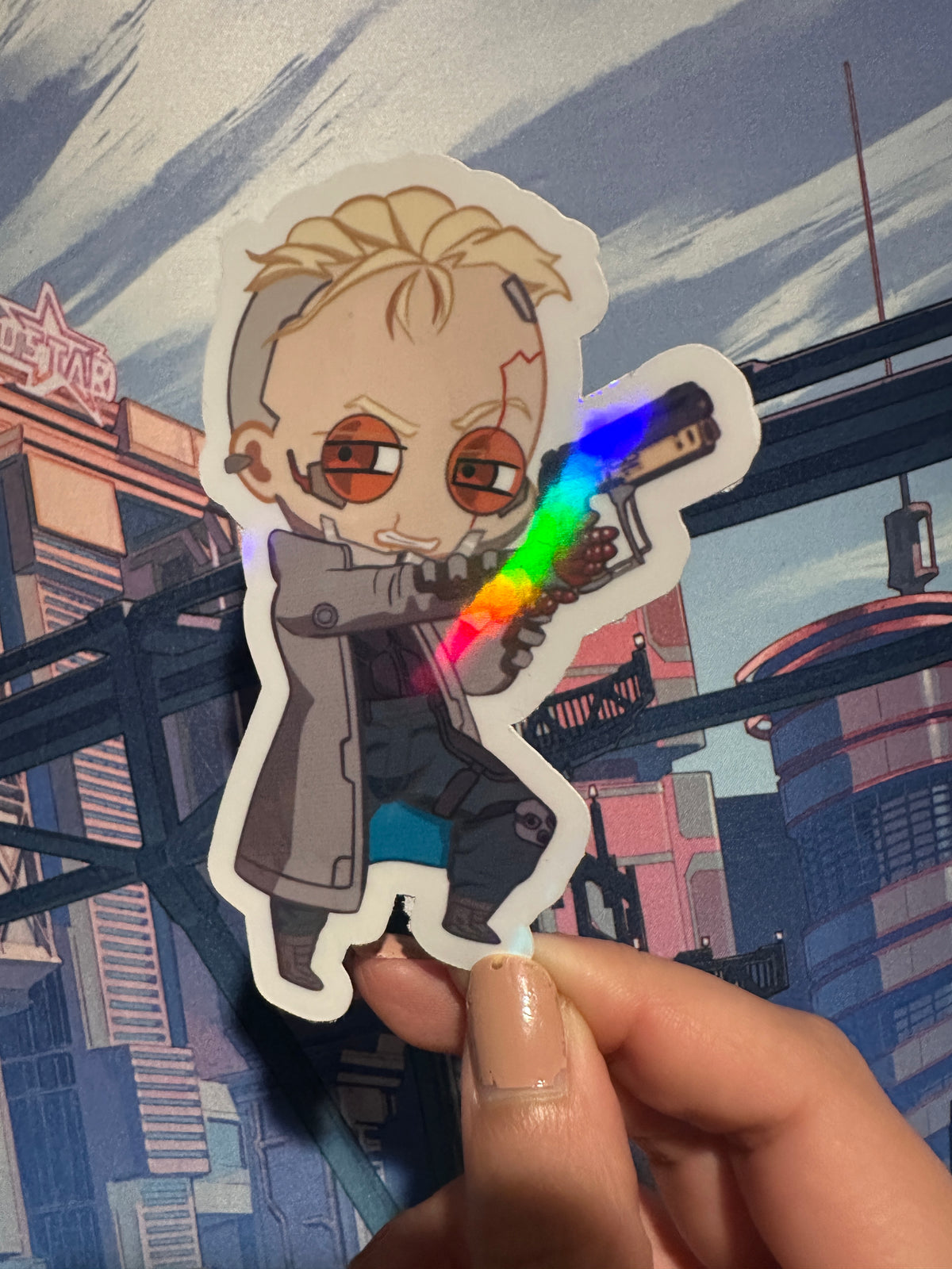 Blonde Cyberpunk Man 4 in Sticker