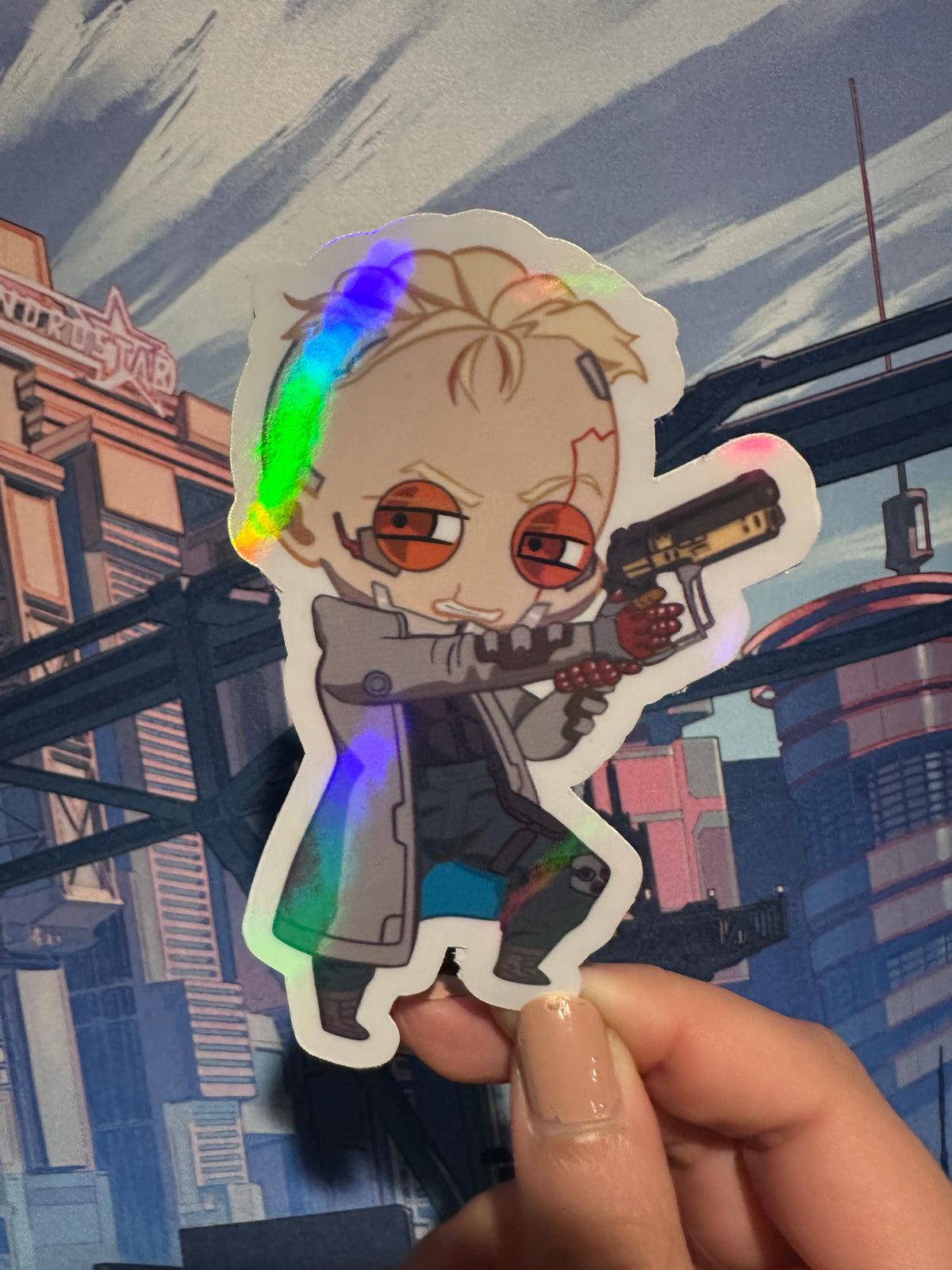 Blonde Cyberpunk Man 4 in Sticker