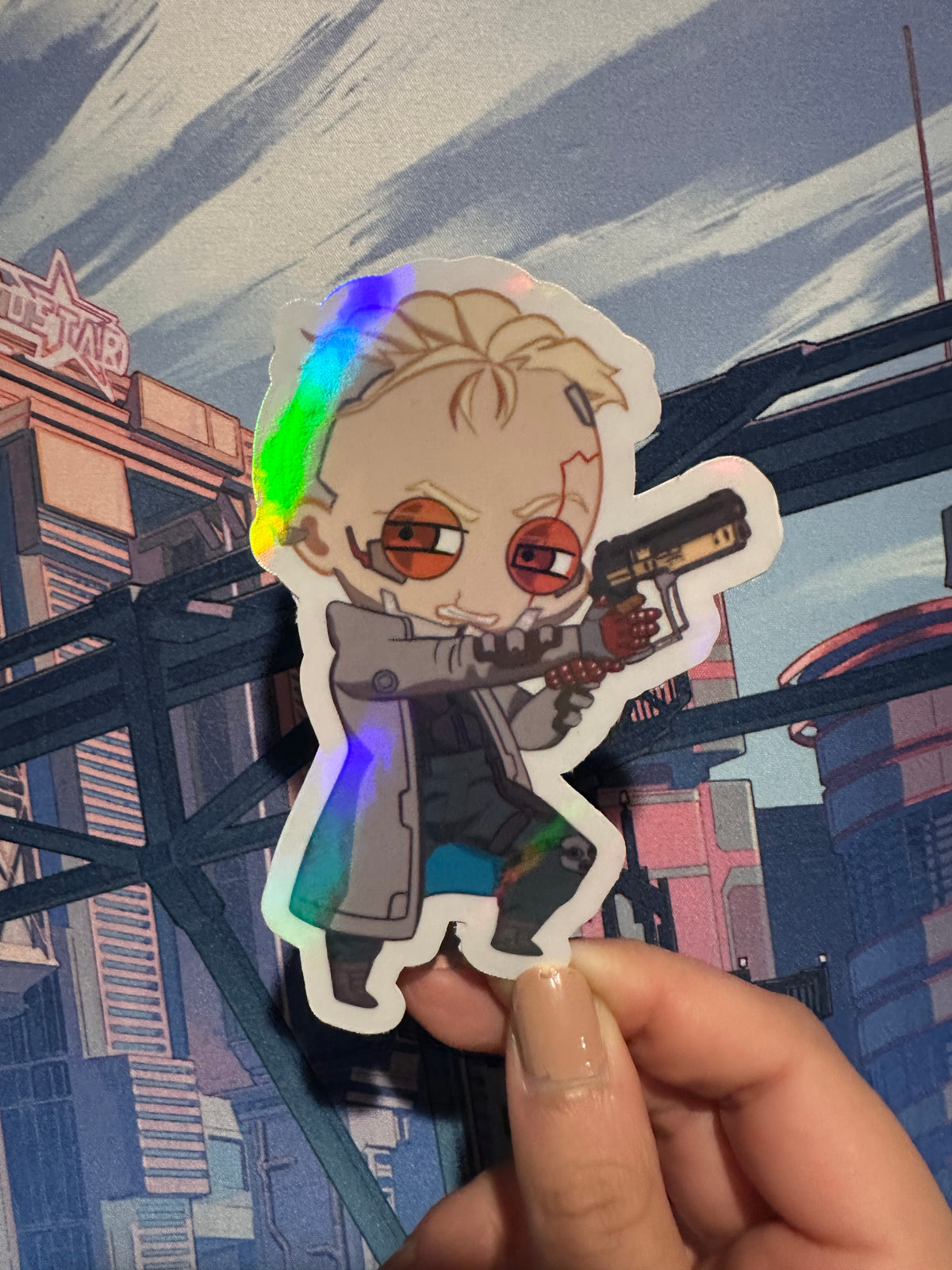 Blonde Cyberpunk Man 4 in Sticker