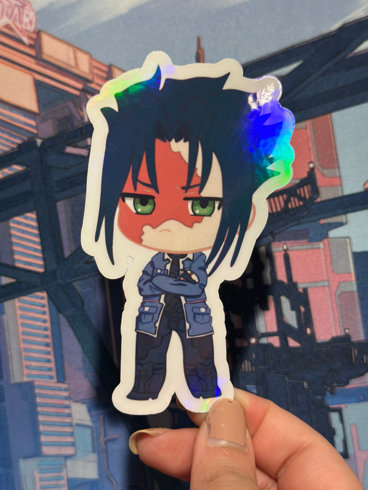 D Blue Cyberpunk 4 inch Sticker