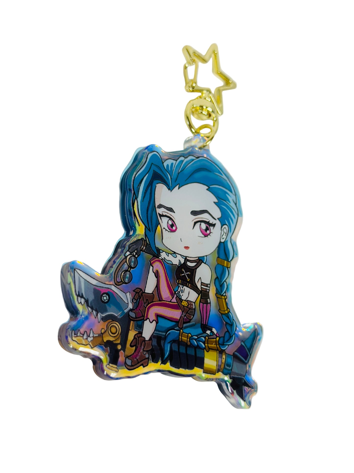 Jinx- Arcane- Keychain Epoxy acrylic keychains / Rainbow finish
