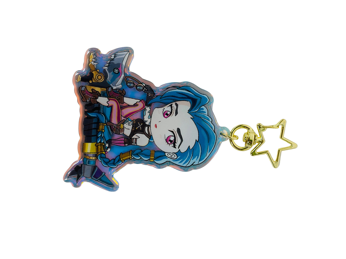 Jinx- Arcane- Keychain Epoxy acrylic keychains / Rainbow finish