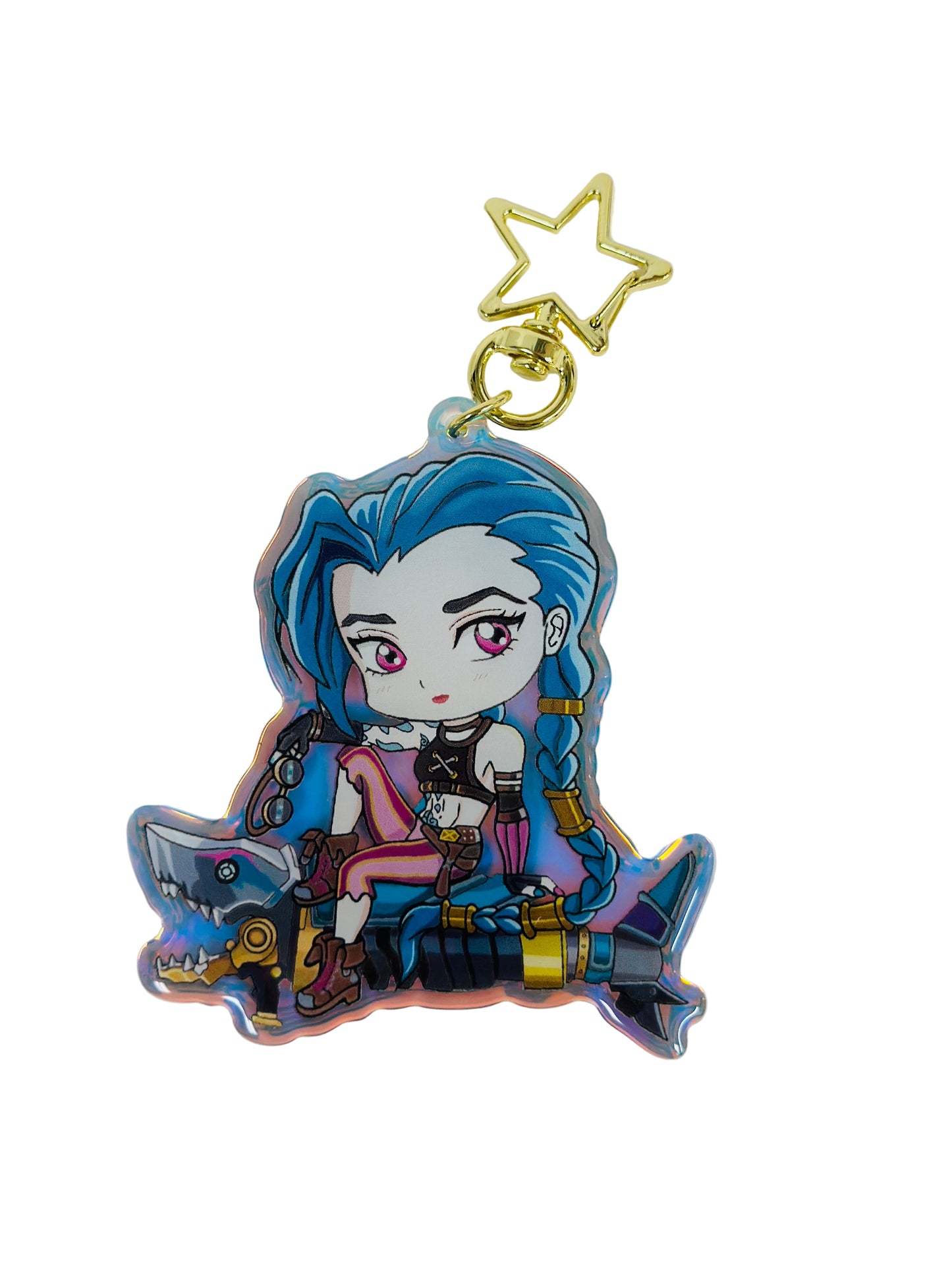 Jinx- Arcane- Keychain Epoxy acrylic keychains / Rainbow finish