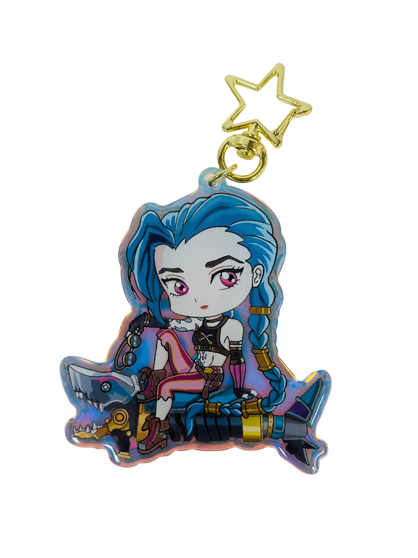 Jinx- Arcane- Keychain Epoxy acrylic keychains / Rainbow finish
