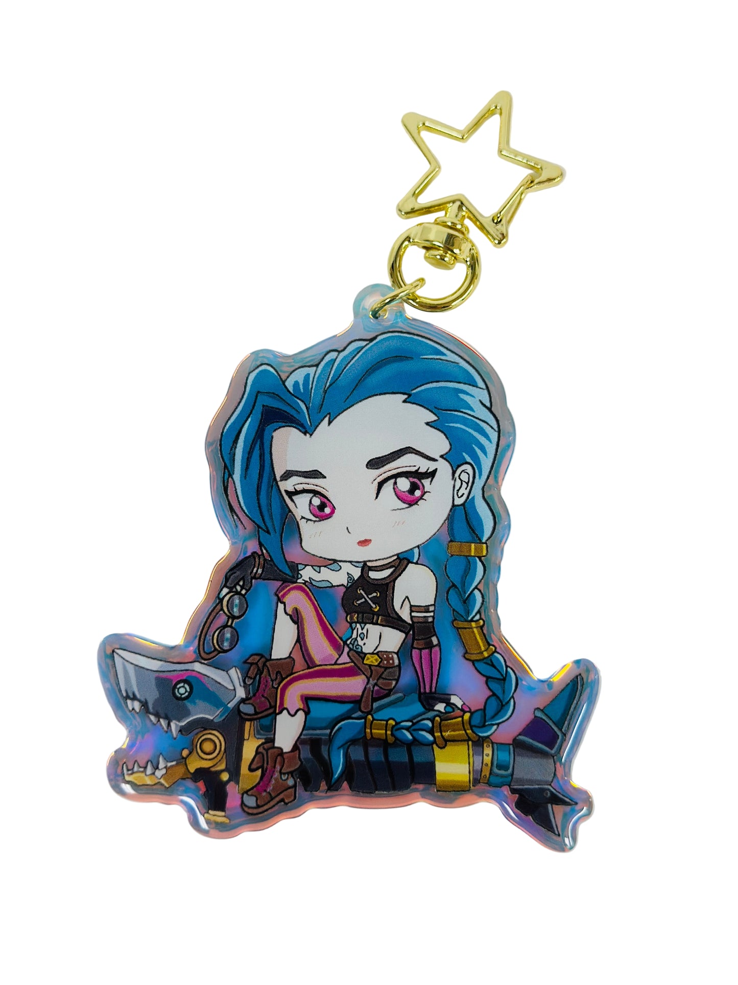 Jinx- Arcane- Keychain Epoxy acrylic keychains / Rainbow finish