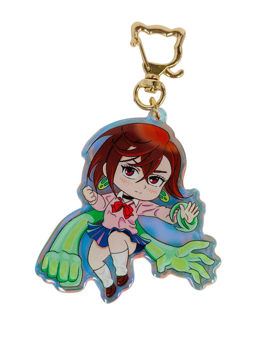Momo Ayase- Dandadan- Keychain Epoxy acrylic keychains / Rainbow finish