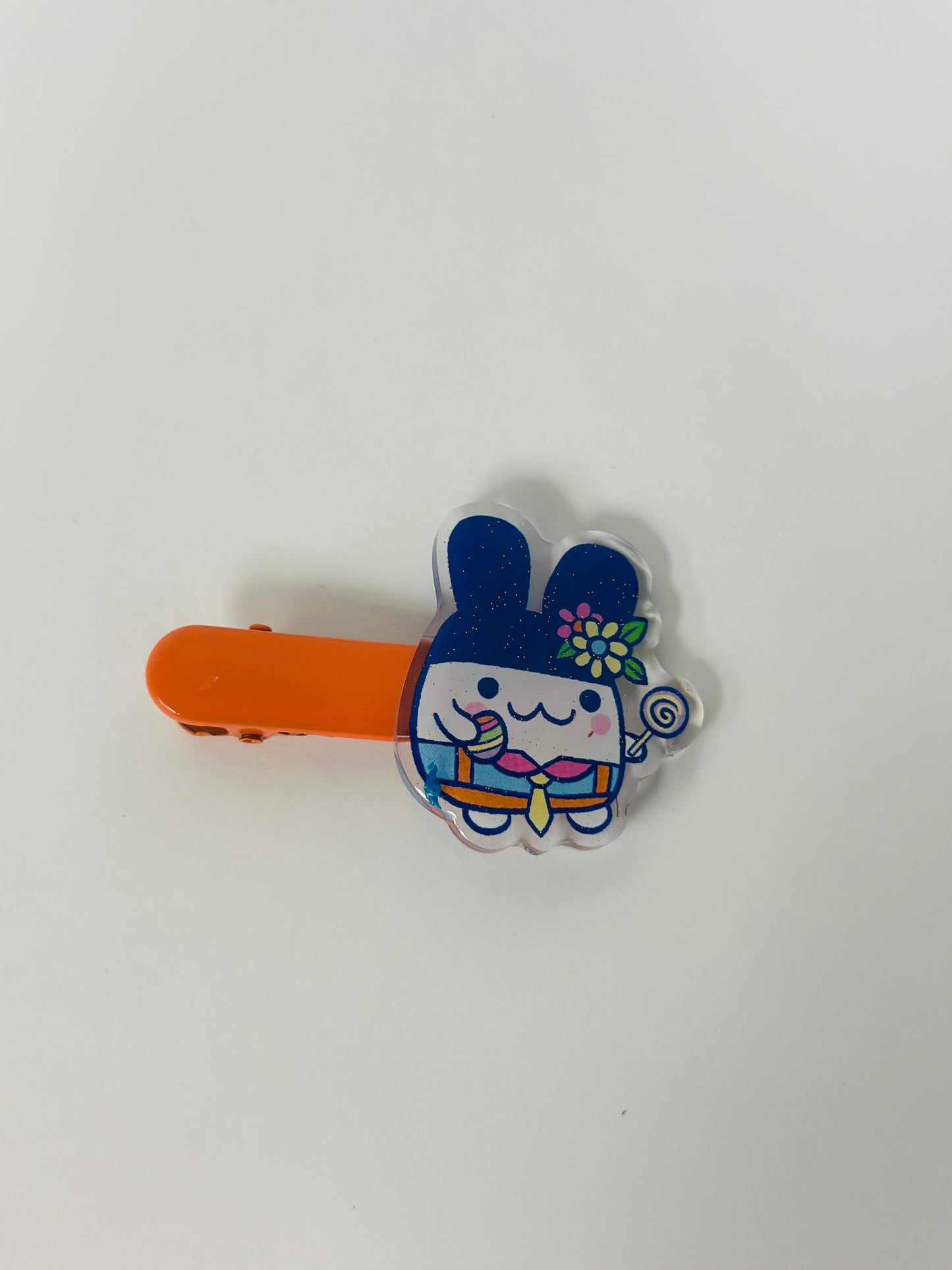Tamagotchi Easter- Epoxy acrylic Hair Clips / Glitter finish