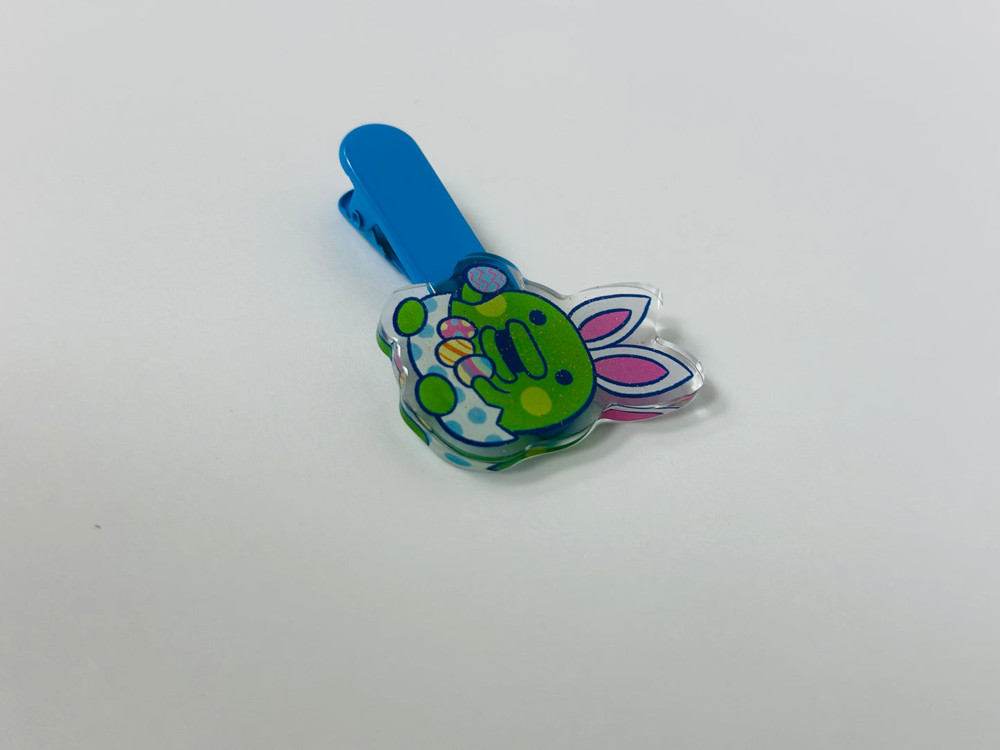 Tamagotchi Easter- Epoxy acrylic Hair Clips / Glitter finish
