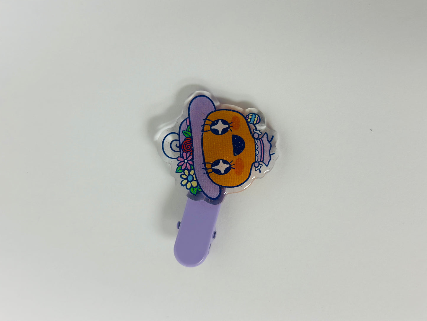 Tamagotchi Easter- Epoxy acrylic Hair Clips / Glitter finish