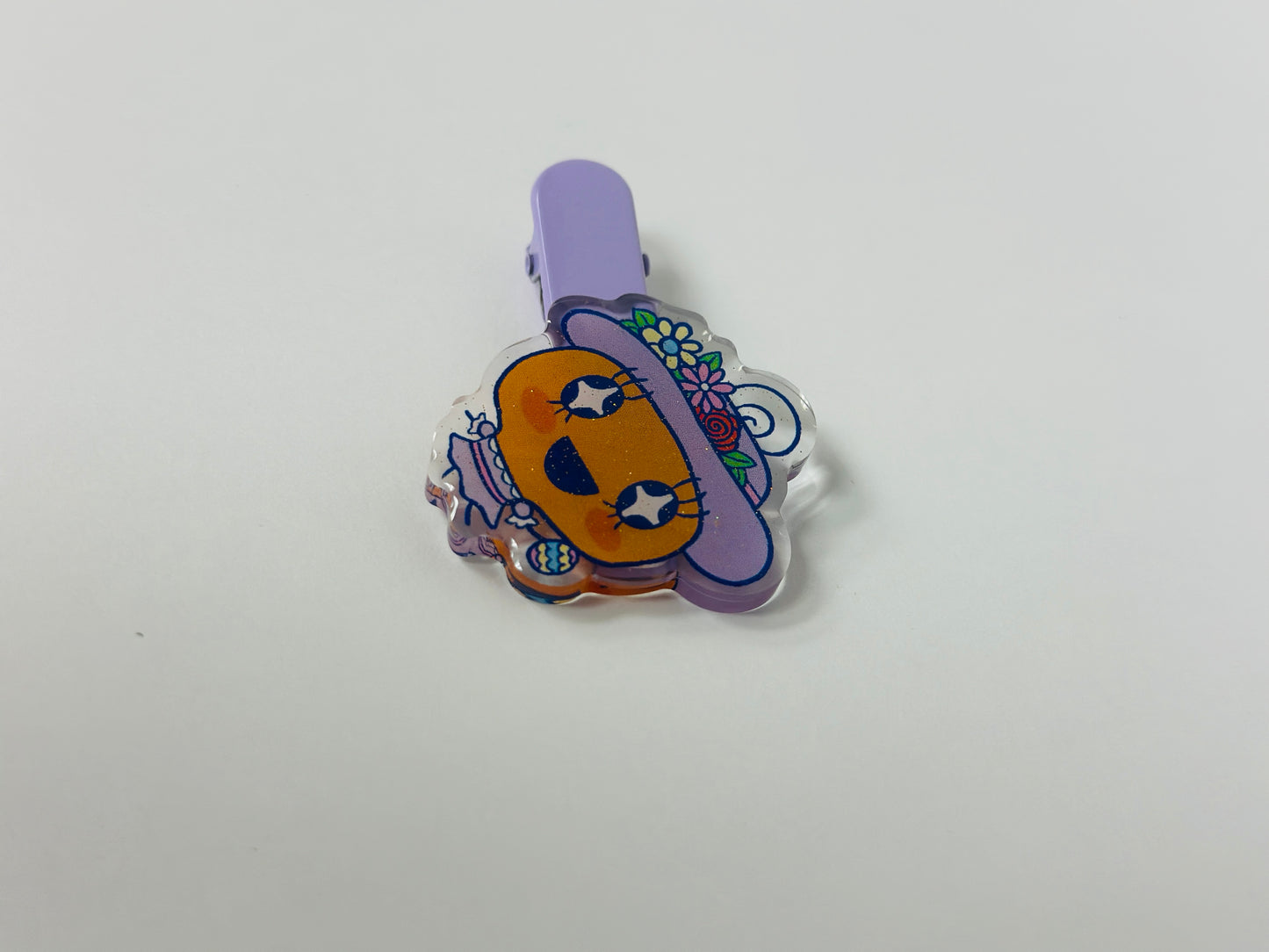 Tamagotchi Easter- Epoxy acrylic Hair Clips / Glitter finish