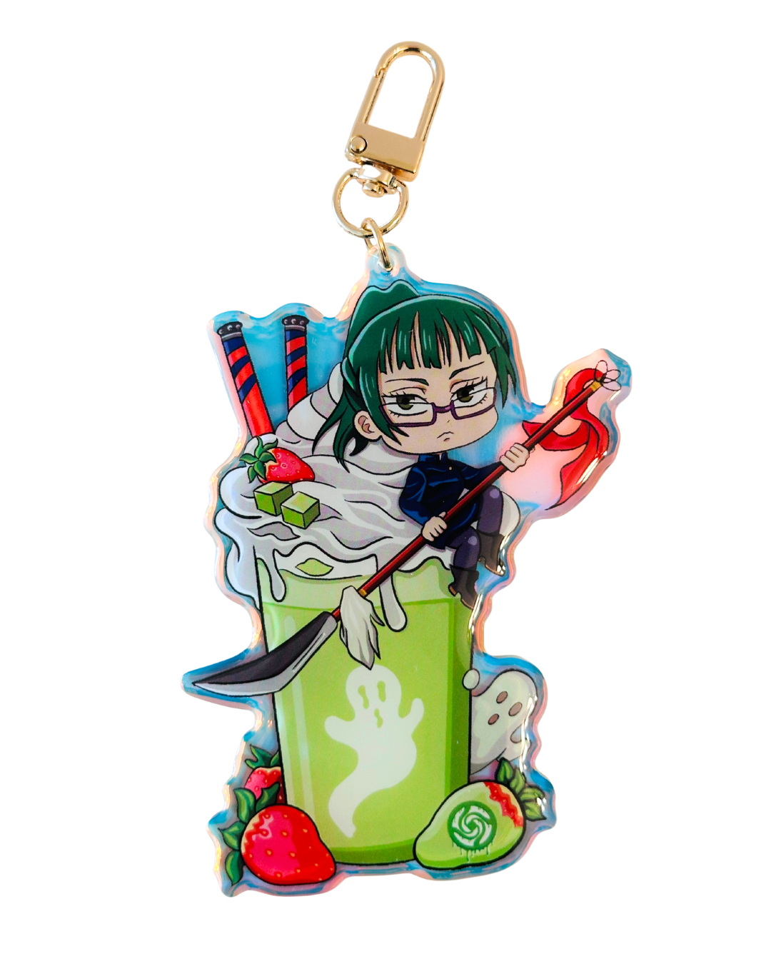 Maki Jujutsu Kaisen Holiday Drink -Epoxy Holographic Acrylic Keychains
