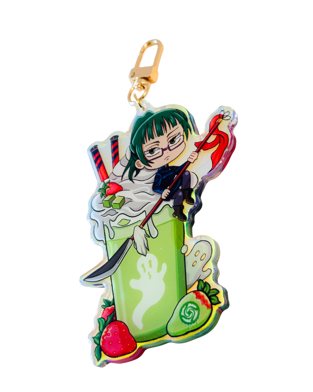 Maki Jujutsu Kaisen Holiday Drink -Epoxy Holographic Acrylic Keychains