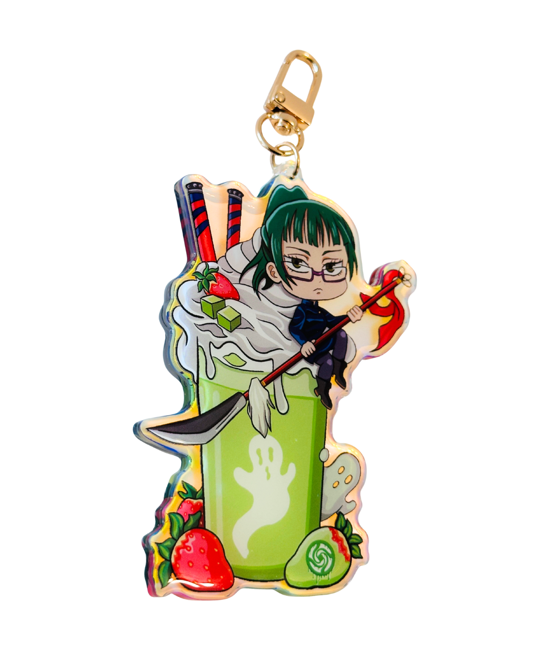 Maki Jujutsu Kaisen Holiday Drink -Epoxy Holographic Acrylic Keychains
