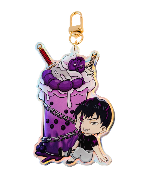Toji Jujutsu Kaisen Holiday Drink -Epoxy Holographic Acrylic Keychains