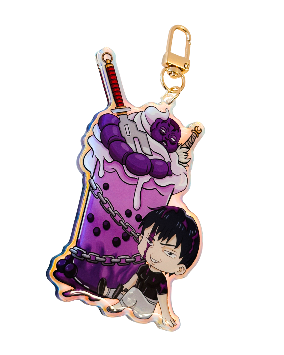 Toji Jujutsu Kaisen Holiday Drink -Epoxy Holographic Acrylic Keychains