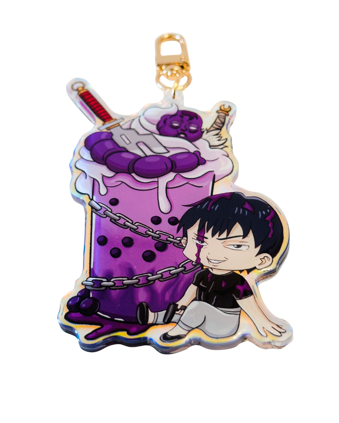 Toji Jujutsu Kaisen Holiday Drink -Epoxy Holographic Acrylic Keychains
