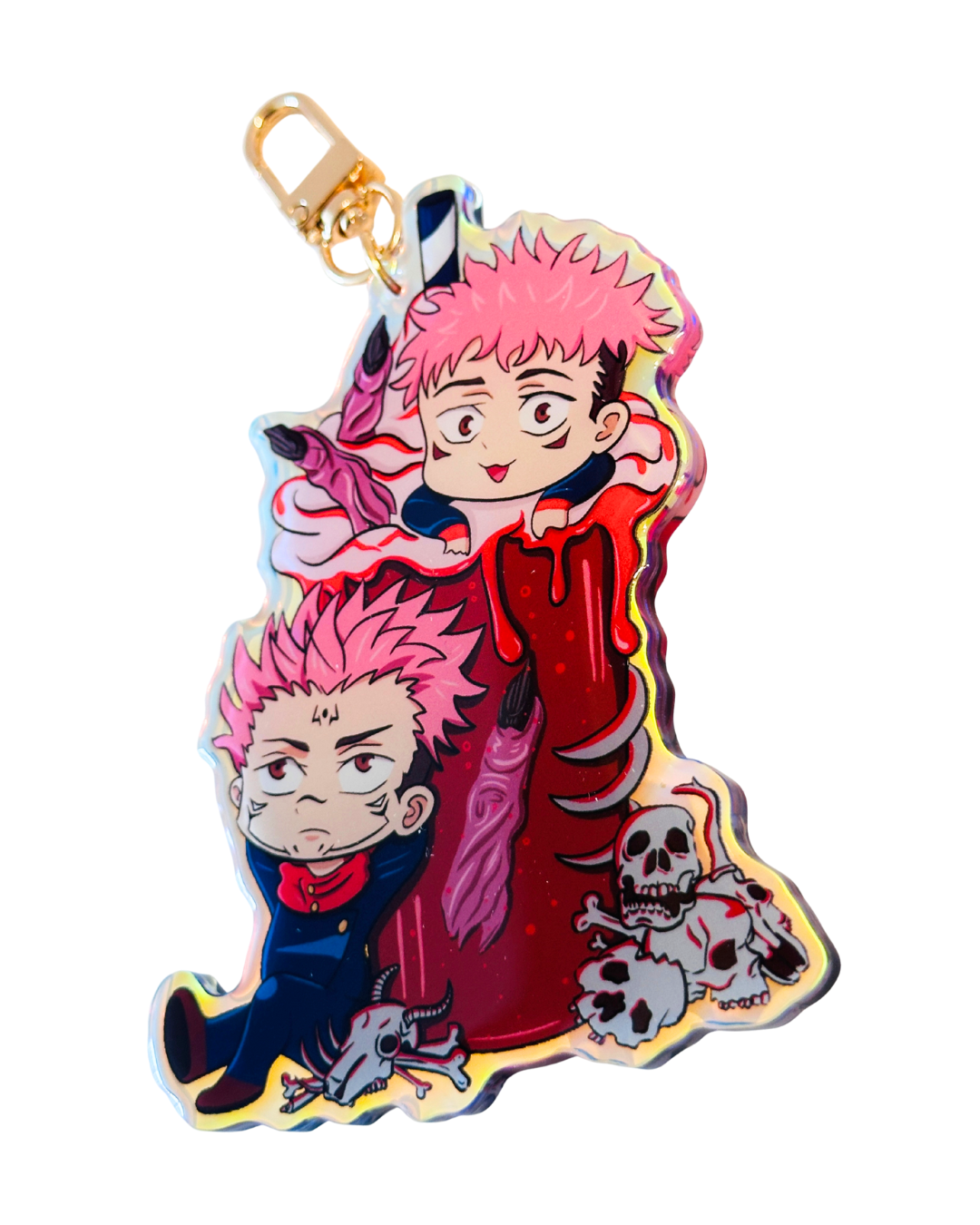 Yuji X SukunaJujutsu Kaisen Holiday Drink -Epoxy Holographic Acrylic Keychains